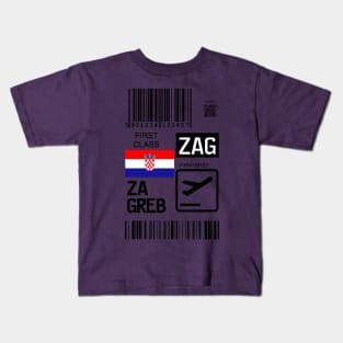 Zagreb Croatia travel ticket Kids T-Shirt